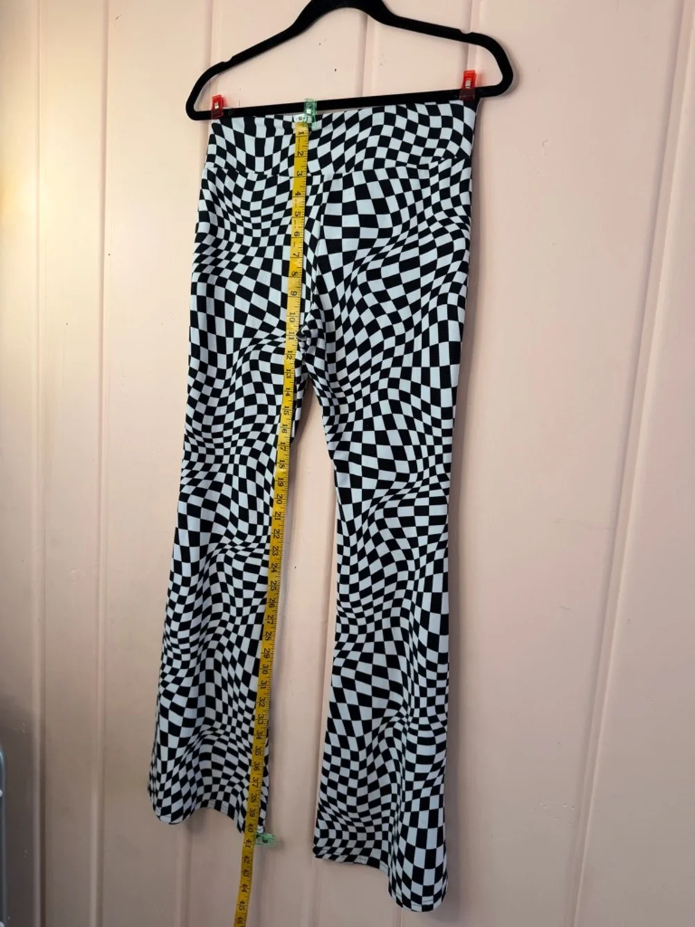 NoBo Juniors Black & White Checkered Festival Flare Pants SzL - Picture 3 of 3